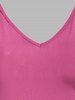 Plus Size Daisy Print Oblique Shoulder T Shirt and Cinched Ruched Camisole Set -  