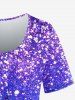 Plus Size Butterfly 3D Sparkling Sequin Print T-shirt -  