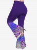 Plus Size Butterfly Ombre 3D Sparkling Sequin Print Flare Pants -  