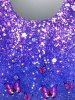 Plus Size Butterfly 3D Sparkling Sequin Print T-shirt -  