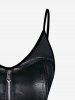 Plus Size 3D Lace Up Zipper Print Cami Top (Adjustable Shoulder Strap) -  