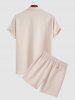Solid Color Short Sleeves Shirt and Casual Shorts Two Pieces Set -  