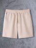 Solid Color Short Sleeves Shirt and Casual Shorts Two Pieces Set -  
