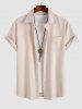 Solid Color Short Sleeves Shirt and Casual Shorts Two Pieces Set -  
