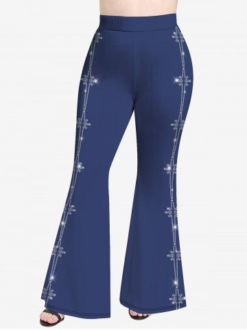 Plus Size Sequins Glitter Print Flare Pants