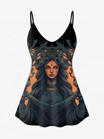 Gothic Wizard Crown Snake Print Cami Top (Adjustable Shoulder Strap) - BLACK - S