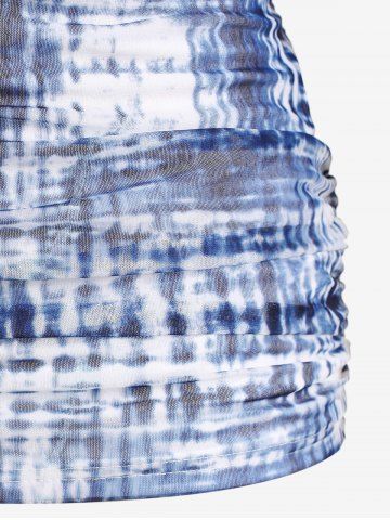 Plus Size Lace Trim Tie Dye Surplice T-shirt (Adjustable Shoulder Strap)