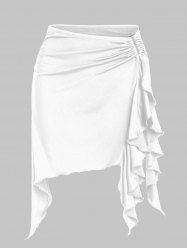 Flounces Metal Hardware Ruched Mini Skirt -  