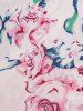 Allover Flower Print Surplice Plunge Tie Knot Shoulder High Low Dress -  