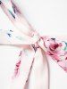 Allover Flower Print Surplice Plunge Tie Knot Shoulder High Low Dress -  