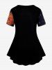 Plus Size Sun Moon Face Print Short Sleeves T-shirt -  