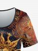 Plus Size Sun Moon Face Print Short Sleeves T-shirt -  