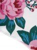 Plus Size Flower Print Cold Shoulder O Ring Handkerchief Casual Top -  
