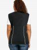 T-shirt Boutonné Bicolore Grande Taille à Volants - Noir M | US 10