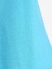 T-Shirt Jointif Grande Taille Ciselé à Col en V - Bleu XL