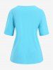 T-Shirt Jointif Grande Taille Ciselé à Col en V - Bleu 3XL