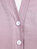 Plus Size Button Solid Color V-Neck Blouse -  