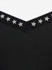 Plus Size Butterfly Chain Glitter Star Ruched Surplice T-shirt -  