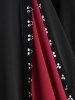 Plus Size Lace Trim Layered Rivet Ruched Cinched T-shirt -  