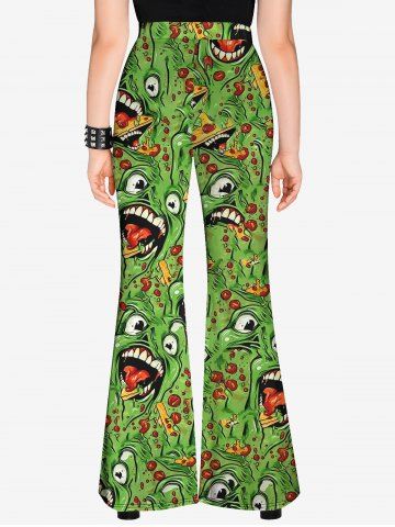 Gothic Monster Face Print Flare Pants