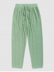Men's Solid Color Ribbed Textured Casual Tapered Ninth Pants -  
