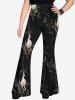 Gothic Fire Smoke Print Flare Pants -  