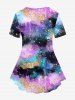 Plus Size Tie Dye Star Sparkling Sequin Print T-shirt -  