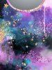 Plus Size Tie Dye Star Sparkling Sequin Print T-shirt -  