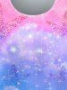 Plus Size Colorful Butterfly Sparkling Print Short Sleeves T-shirt -  