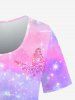 Plus Size Colorful Butterfly Sparkling Print Short Sleeves T-shirt -  
