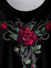 Plus Size Rose Leaf Print T-shirt -  