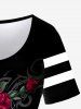 Plus Size Rose Leaf Print T-shirt -  