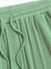 Men's Solid Color Ribbed Textured Casual Tapered Ninth Pants -  