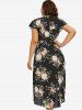 Plus Size Chiffon Floral Print Tied Asymmetric Dress -  
