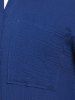 Chemisier Texturé Boutonné en Couleur Unie de Grande Taille avec Poche - Bleu profond L