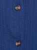 Chemisier Texturé Boutonné en Couleur Unie de Grande Taille avec Poche - Bleu profond XL