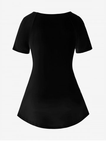 Gothic Eagle Tree Finger Moon Print Short Sleeves T-shirt