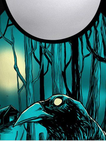 Gothic Eagle Tree Finger Moon Print Short Sleeves T-shirt