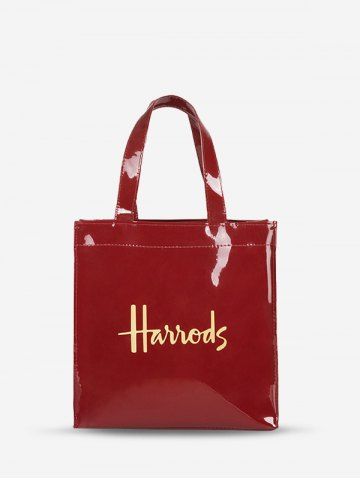 Women's Casual Daily Letter Pattern Waterproof PVC Shopper Work Office Tote Bag - RED - S