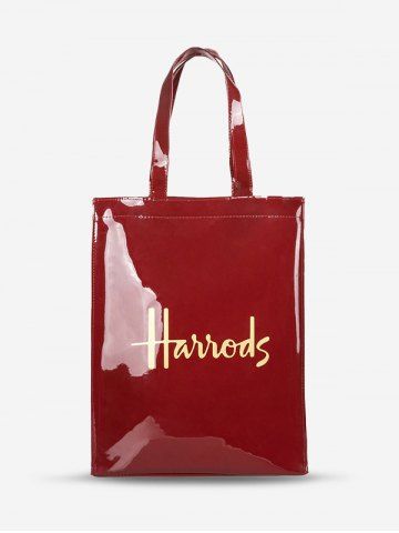 Women's Casual Daily Letter Pattern Waterproof PVC Shopper Work Office Tote Bag - RED - M