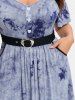 Robe Bouclée Cœur Teinté Bouclé de Grande Taille avec Poches - Bleu 2X | US 18-20