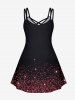 Plus Size Girl Moon Skull Flower Glitter Print Crisscross Cami Dress -  