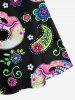 Halloween Plus Size Skull Flower Print Crisscross Cami Dress -  