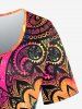 Plus Size Tie Dye Glitter Paisley Print T-shirt -  