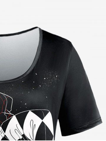 Plus Size Clown Print Painting Splatter Short Sleeves T-shirt