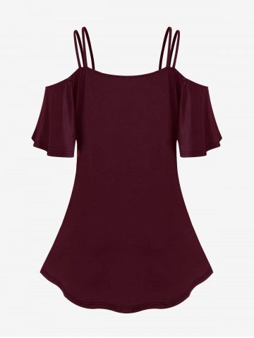 Gothic Clown Popcorn Print Cold Shoulder Cami T-shirt