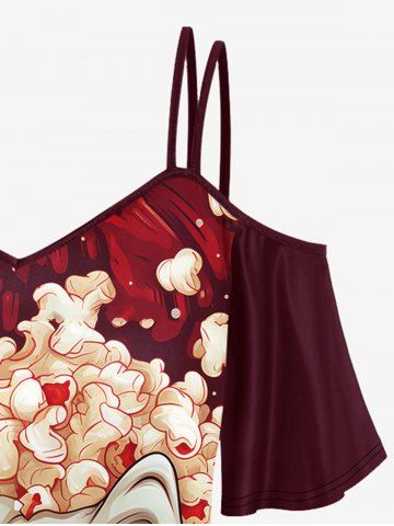 Gothic Clown Popcorn Print Cold Shoulder Cami T-shirt