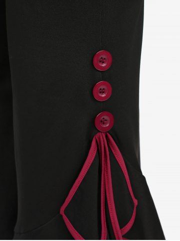 Plus Size Lettuce Layered Buttons Flare Pants