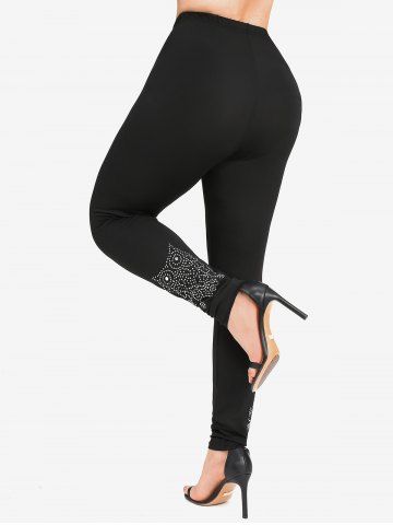 Plus Size Glitter Rhinestones Owl Leggings