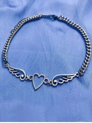 Collier avec Pendentif en Forme de Cœur D'Ailes D'Ange - Argent 